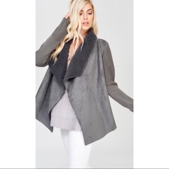 Faux Fur Lined Cardigan Jacket - Picture 5 of 7